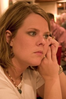 USA, Minnesota, Plymouth, Woman aged 29 quietly waiting for food at the Red Lobster restaurant.