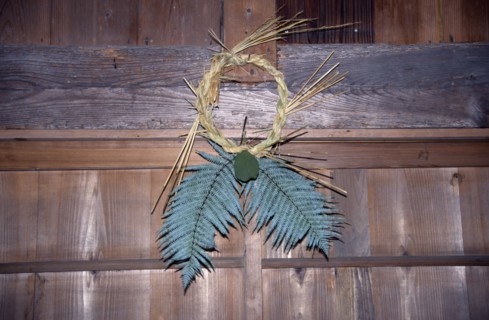 JAPAN, Festivals, Traditional New Year decoration made by Zen Buddhist monks to decorate monastery.