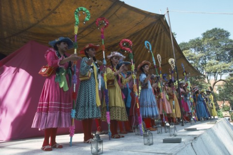 MEXICO, Mexico City, Patorelas re-enact the nativity to celebrate christmas