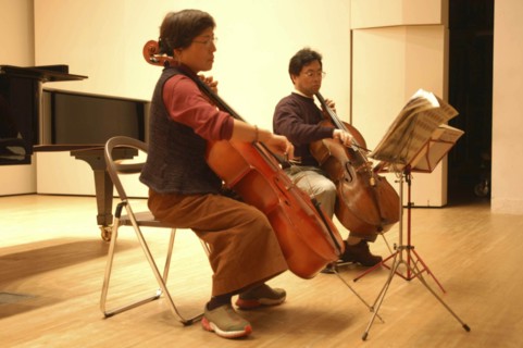 JAPAN, Chiba, Tako, "53 year old public health nurse named Teruko Ui plays cello with teacher