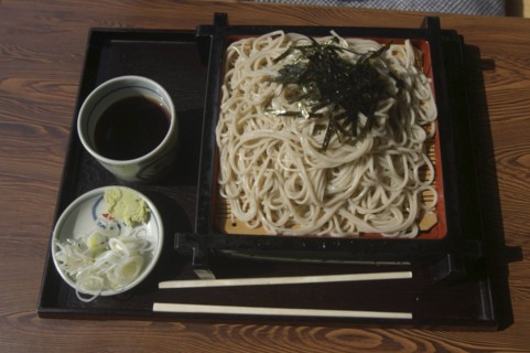 JAPAN, Chiba, Tako, """zaru soba"" cold buckwheat  noodles with ""tsuyu"" soy sauce-based dipping