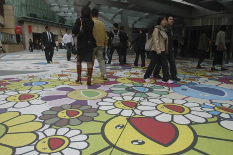 JAPAN, Honshu, Tokyo, Roppongi Ark Hills. Ark Tower shopping area with Takashi Murakami art on the