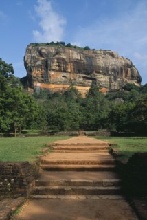 SRI LANKA, Sigiriya, View along path toward huge monolithic rock site of fifth century citadel.