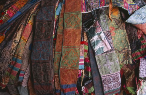THAILAND, Chiang Mai, Hmong embroidered belts for sale at Worarot market