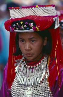 THAILAND, Chiang Mai, Portrait of a Lisu woman in her New Year finery