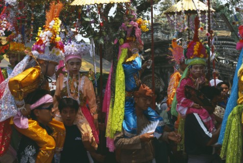 THAILAND, Chiang Mai, Shan Poi San Long. Crystal Children ceremony with Luk Kaeo in costume at