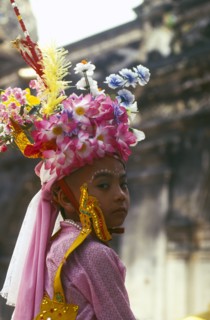 THAILAND, Chiang Mai, Shan Poi San Long. Crystal Children ceremony with portrait of Luk Kaeo in