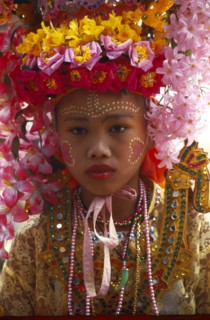 THAILAND, Chiang Mai, Shan Poi San Long. Crystal Children ceremony with portrait of Luk Kaeo in
