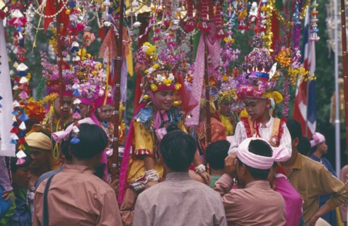 THAILAND, Chiang Mai, Shan Poi San Long. Crystal Children ceremony with Luk Kaeo in costumes