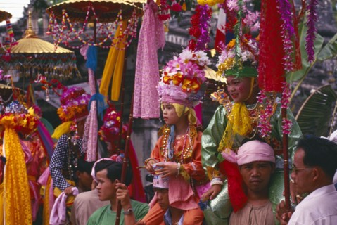 THAILAND, Chiang Mai, Shan Poi San Long. Crystal Children ceremony with Luk Kaeo in costumes