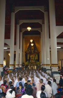 THAILAND, Chiang Mai, Hill tribe boys novice monk ordination candidates and families at the pre