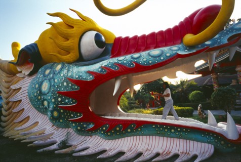 THAILAND, Chiang Mai, Kuan Yin Bodhisattva Centre. Large dragon statue that people can walk through