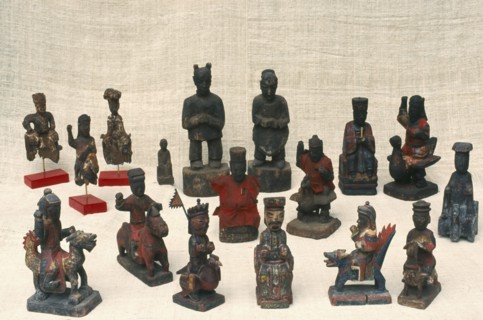 THAILAND, Chiang Mai, Yao carved wooden figures used in Taoist religious ceremonies