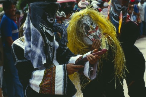 THAILAND, Loei Province, Dan Sai, Phi Ta Khon or Spirit Festival. Group of spirits in costumes and