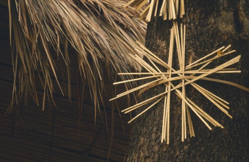 THAILAND, Chiang Mai Province, Da Leh, Akha village. Bamboo taboo sign used to drive out spirits