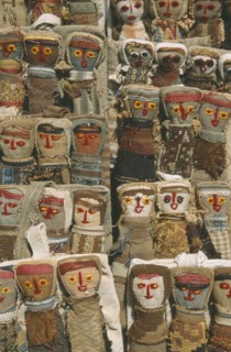 ECUADOR, Imbabura, Otavalo, Textile dolls on sale in craft market.