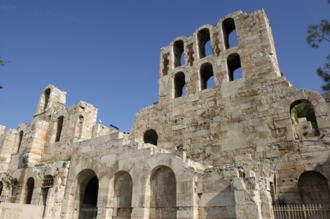 GREECE, Athens, Acropolis. Section of the Theatre of Herodes Atticus ruins