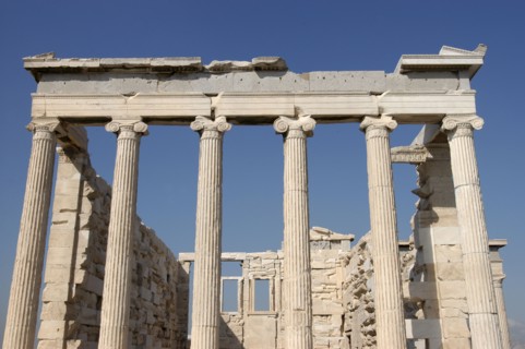GREECE, Athens, Acropolis. Columns of the Erechtheion ruins