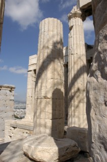 GREECE, Athens, Ruined columns of the Acropolis