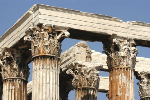 GREECE, Athens, Column details of the Temple of Olympian Zeus built between 6th century BC and 131