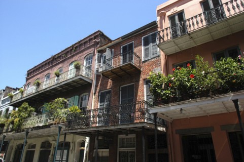 USA, Louisiana, New Orleans, French Quarter. Typical architecture with ironwork balconies