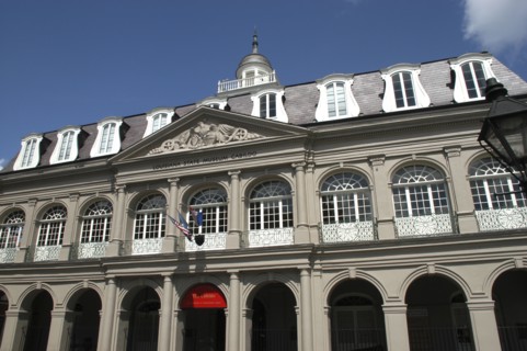 USA, Louisiana, New Orleans, French Quarter. The Louisiana State Museum Cabildo facade on Jackson