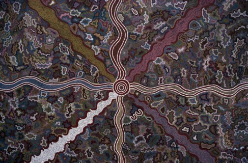 AUSTRALIA, Aboringine Art, Detail of Aboriginal design exhibited at Brisbane Expo 1988
