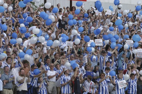 SPORT, Crowds, Brighton and Hove Albion supporters at the County Ground Swindon