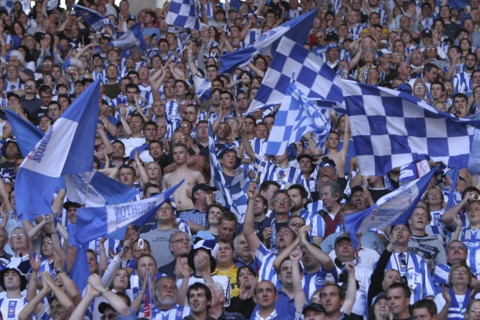 SPORT, Crowds, Brighton and Hove Albion fans at the Millennium stadium Cardiff.