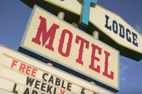 USA , New Mexico, Santa Fe, Motel sign.