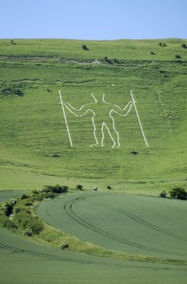 ENGLAND, East Sussex, Wilmington, The Longman figure carved into the hillside