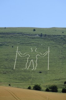 ENGLAND, East Sussex, Wilmington, The Longman figure carved into the hillside