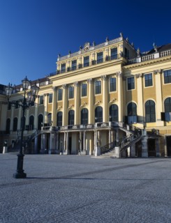 AUSTRIA, Vienna, Schonbrunn Palace. Central section of the facade seen in morning light