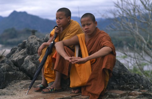 LAOS, Religion, Buddhist, Therevaden Buddhist monks.