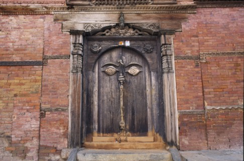 NEPAL, Kathmandu, "Hanuman Dhoka, the old royal palace in Durbar Square.  Detail of medieval carved