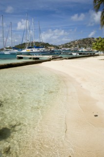 WEST INDIES, St Vincent & The Grenadines, Union Island, Clifton Harbour moorings and beach outside