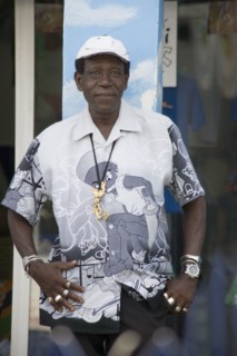 WEST INDIES, St Vincent & The Grenadines, Union Island, Easterval Easter Carnival musician before a