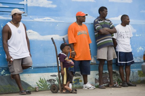 WEST INDIES, St Vincent & The Grenadines, Union Island, Group of spectators at the Easterval Easter