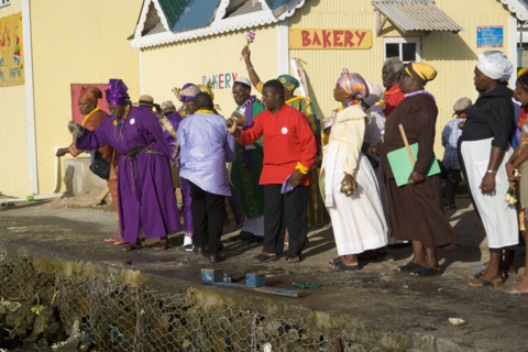 WEST INDIES, St Vincent & The Grenadines, Union Island, Baptist preacher and congregation in
