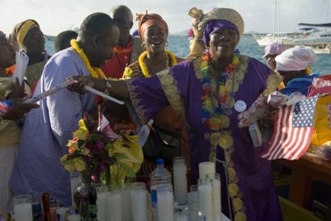 WEST INDIES, St Vincent & The Grenadines, Union Island, Baptist preacher and congregation in