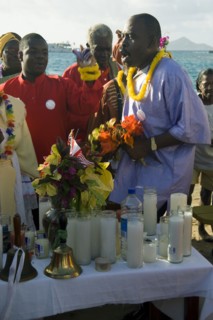 WEST INDIES, St Vincent & The Grenadines, Union Island, Baptist preacher and congregation in