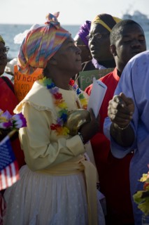 WEST INDIES, St Vincent & The Grenadines, Union Island, Woman amongst the Baptist congregation in