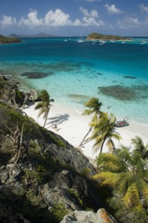 WEST INDIES, St Vincent & The Grenadines, Tobago Cays, Looking over the Cays and moored yachts