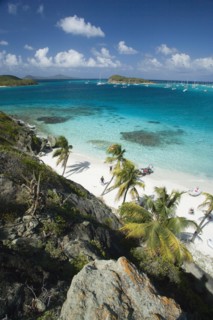 WEST INDIES, St Vincent & The Grenadines, Tobago Cays, Looking over the Cays and moored yachts