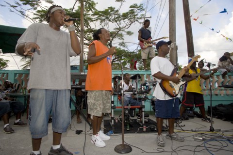 WEST INDIES, St Vincent & The Grenadines, Union Island, Street band at Easterval Easter Carnival in