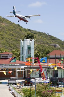 WEST INDIES, St Vincent & The Grenadines, Union Island, Inter island plane landing at Union Island