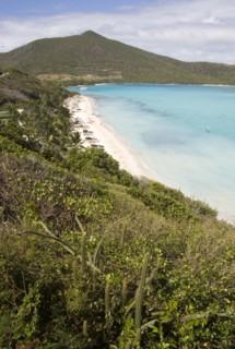 WEST INDIES, St Vincent & The Grenadines, Canouan, Godahl beach at Raffles Resort with Mount Royal