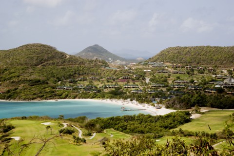 WEST INDIES, St Vincent & The Grenadines, Canouan, Jambu Beach at Raffles Resort and the Trump