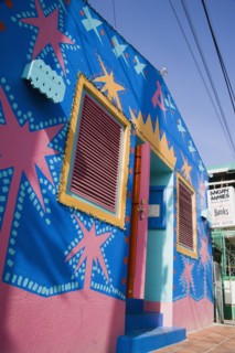 WEST INDIES, Barbados, St James, Angry Annies brightly decorated traditional Barbadian food