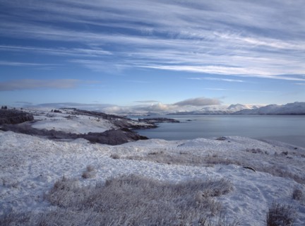 SCOTLAND, Highland, Isle of Skye, View north east along the Sound of Sleat from Ard Thurnish in